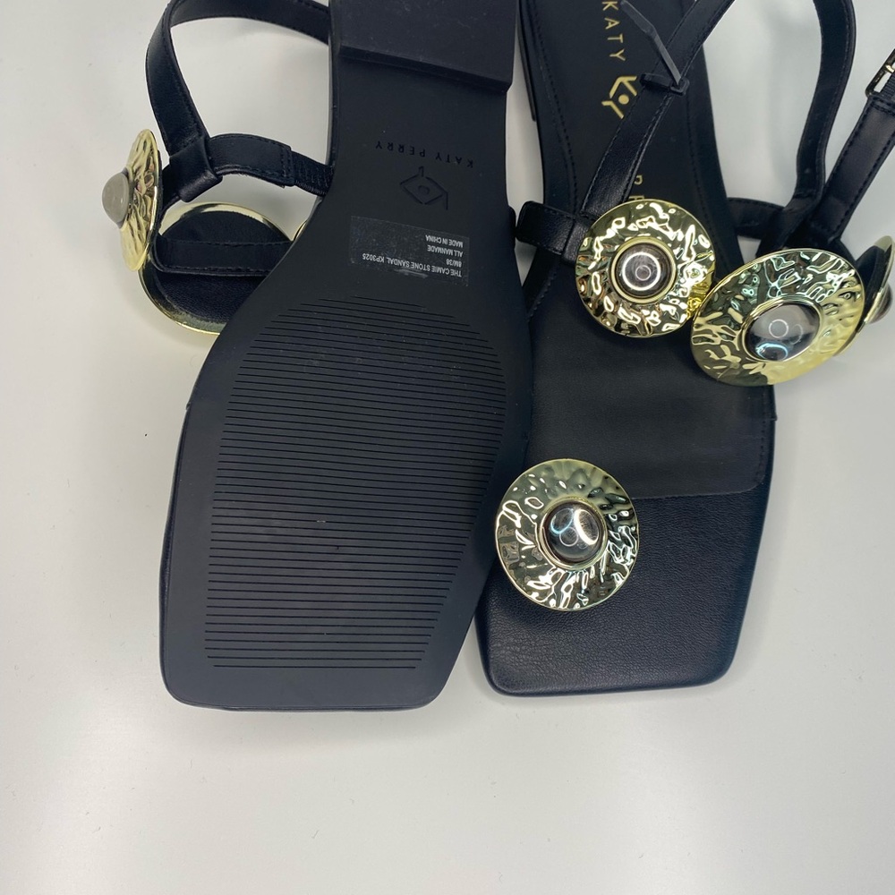Katy Perry Collections Black and Gold Sandals with Striking Accents - Picture 4 of 9